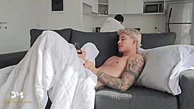 Stepsiblings sneakily FUCK their stepdad while watching TV - Danner Mendez.