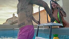 Paying The Pool Boy With Teasing Sex Outdoor