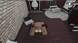 Fucking another fan in roblox studio condo, submissive blowjob leading to creampie
