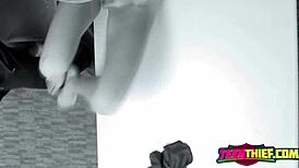 Cute horny thief begs for rough teen sex