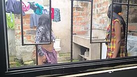 Hot Latina Housewives Turn Sluts In Homemade Porn After Laundry.