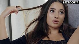 Busty Russian Liya Silver Drilled Deep in Tight Shaved Hole