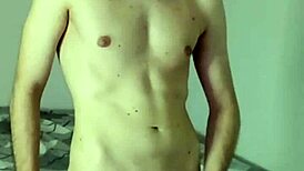 In the bedroom, a solo amateur performs huge masturbation leading to orgasm and cum on webcam