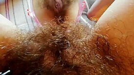Holy Cow! Hairy Pussy and Big Clit Closeup with Wet Grool Dripping!