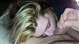 Amateur couple engages in rough face fucking leading to massive cumshot in throat.