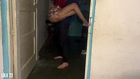 Curious couple caught in homemade threesome with double amateur action. Don’t stare at us!