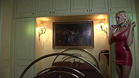 Michelle Thorne In Parody Latex Cowgirl Facial Cunilingus Scene