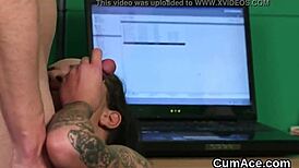 Want to see the naughty idol swallow all that jizz?