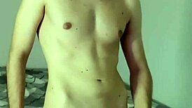 In the bedroom, a solo amateur performs huge masturbation leading to orgasm and cum on webcam