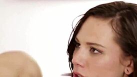 Tribbing lesbian babes dive into wet oral action nonstop