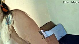 Hey, this brunette couple dives into bareback blowjob fun with cum in mouth action