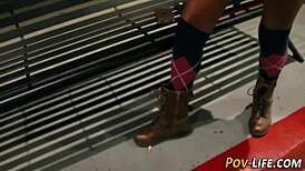 Black teen gets pov blowjob and fuck