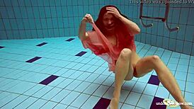 hot deniska strips naked underwater for teen fun