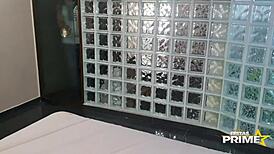 Blonde with long hair receives intense interracial blowjob and orgasm from monster cock