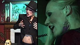 Natalia Faith's intriguing solo session with dildo and anal fingering, teasing her small tits in lingerie and panties