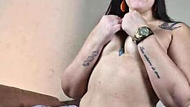 Hey, this brunette couple dives into bareback blowjob fun with cum in mouth action