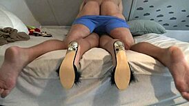 French milf cheats on husband with stepson, busty and rough in amateur cuckold scene.