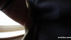 omg, i’m like so nervous playin’ with my wet pussy in this public restroom…