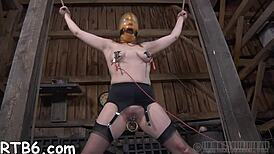 In this sadomasochism video, she sucks his cock roughly before fucking hard.