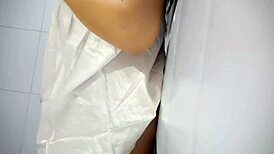 chubby babe, playing with her big tits gets her pussy soaked!