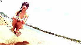 Skinny japanese chick, enjoy that beach photoshoot!
