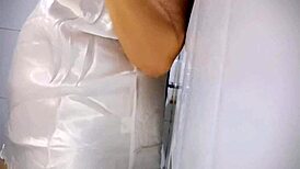 chubby babe, playing with her big tits gets her pussy soaked!