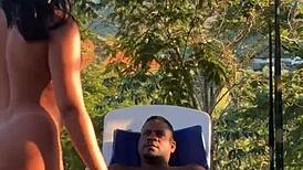 asian hottie banging outdoors on farm with bbc