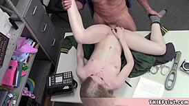 skinny blonde shoplifter caught by pervy mall cop, what now?