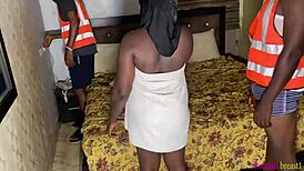 black ebony offers wet pussy to engineers for service 😈