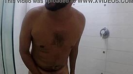 Latina amateur takes big cock in bathroom for blowjob and creampie in her big pussy