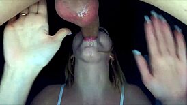 Man, that was the sloppiest deepthroat ever, ended with a throatpie down her neck