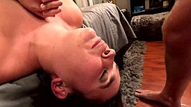 Handcuffed Brunette in Homemade Scene