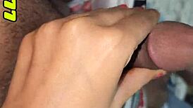 Sexy latina girlfriend gives handjob after blowjob then fucks tight pussy