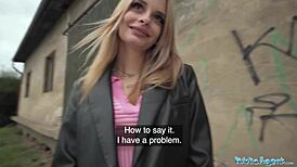 Public Agent Genuine Model Prospect Kneels For Big Cock Fucking Outdoors