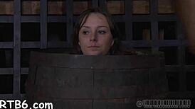 In this sadomasochism video, she sucks his cock roughly before fucking hard.