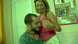 There was this blonde girl getting drilled hard in wild lingerie action.