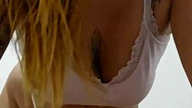 Big pussy lips dominate as she sits on her friend's face until suffocation.