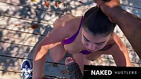 Taking my bitch on a walk then dog walking her pussy.