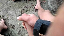 Playing Masturbation Games on the Beach in Public