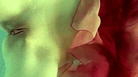 Katya Okuneva looks stunning in her red dress by the pool.