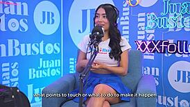 Kinky Colombian MayraOficial experiences the Sybian machine on Juan Bustos podcast.