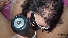 i usin the svakom sam neo masturbator on his cock whil i suck his balls get 20 off with code sadoh20