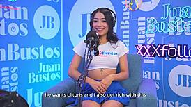 Kinky Colombian MayraOficial experiences the Sybian machine on Juan Bustos podcast.