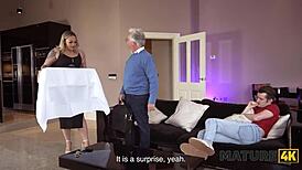 April Velvet Helps Neighbor With Big Task While Husband Watches