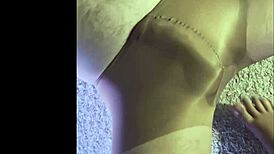 Making my husband WEAR my WET pantyhose while I GIVE him a FOOTJOB