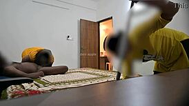 maid gives blowjob and deepthroat while cleaning room