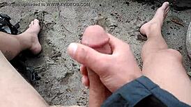 Playing Masturbation Games on the Beach in Public