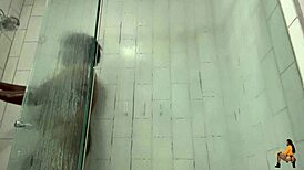 ebony couple's assjob in shower