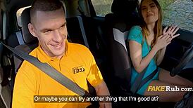 Italian Slut Convinces DMV Examiner for Backseat Sex in Public Car