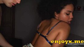 Selva, that steaming brunette, says, 'I'm giving you a blowjob in the kitchen while you penetrate me hard.' She loves every moment!